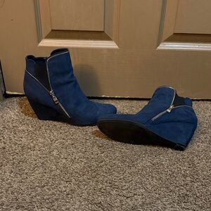 Blue Wedge Ankle Boots